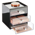 Makeup Organizer Storage Cube with 3 Drawers Black/Clear T878
