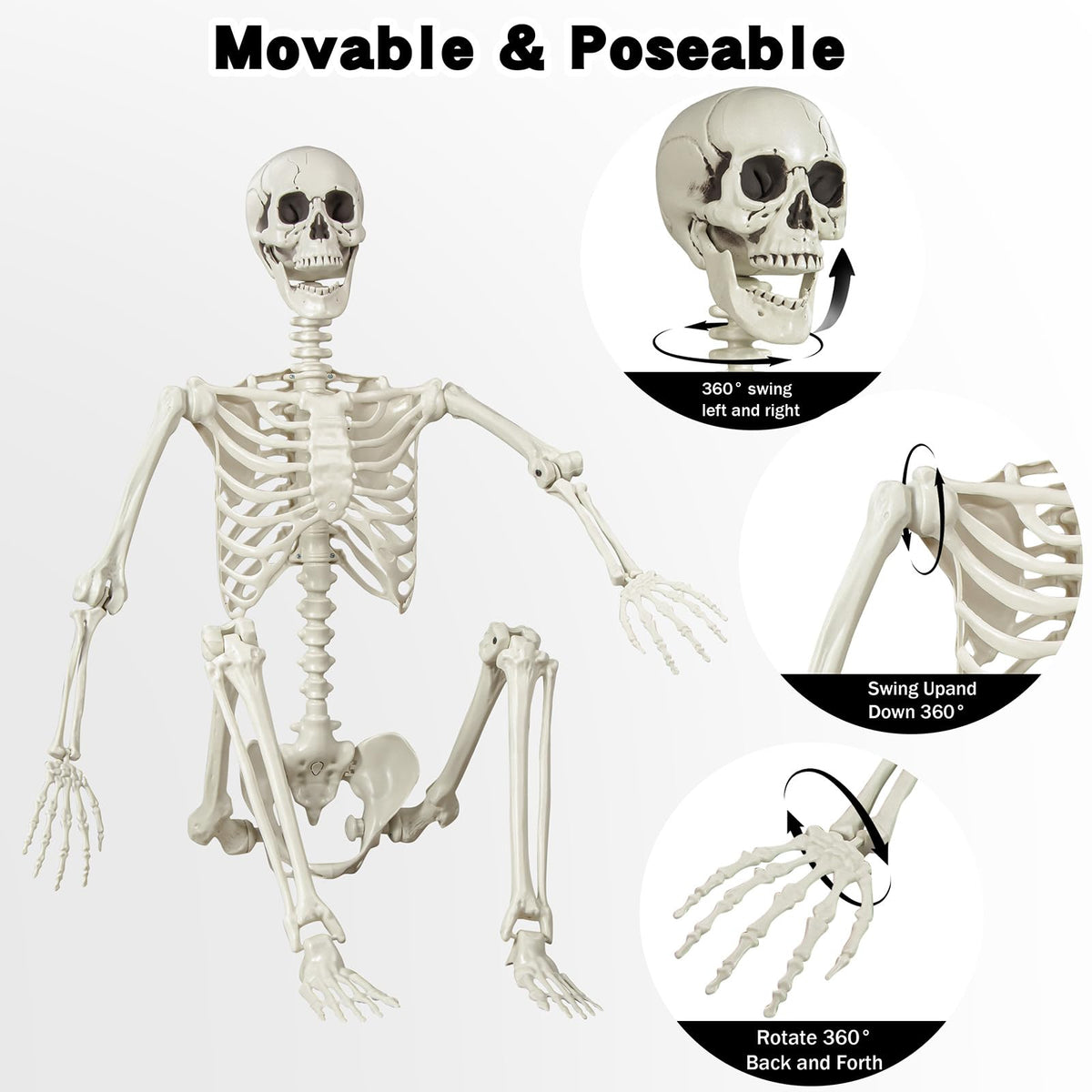 5.4 ft Posable Life Size Skeleton with Movable Joints P746729