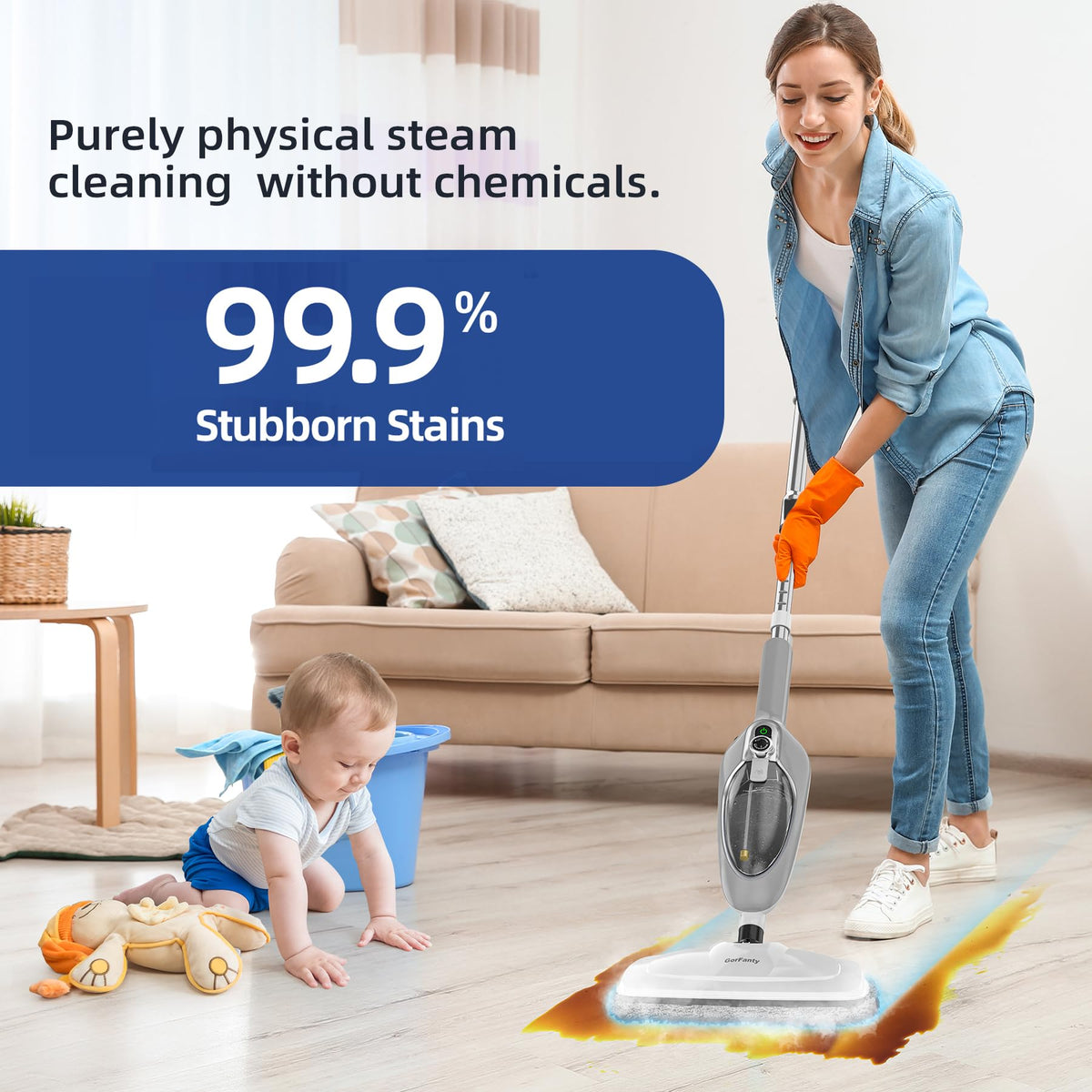 10-in-1 Handheld Steam Mop with 11 Accessories B7758