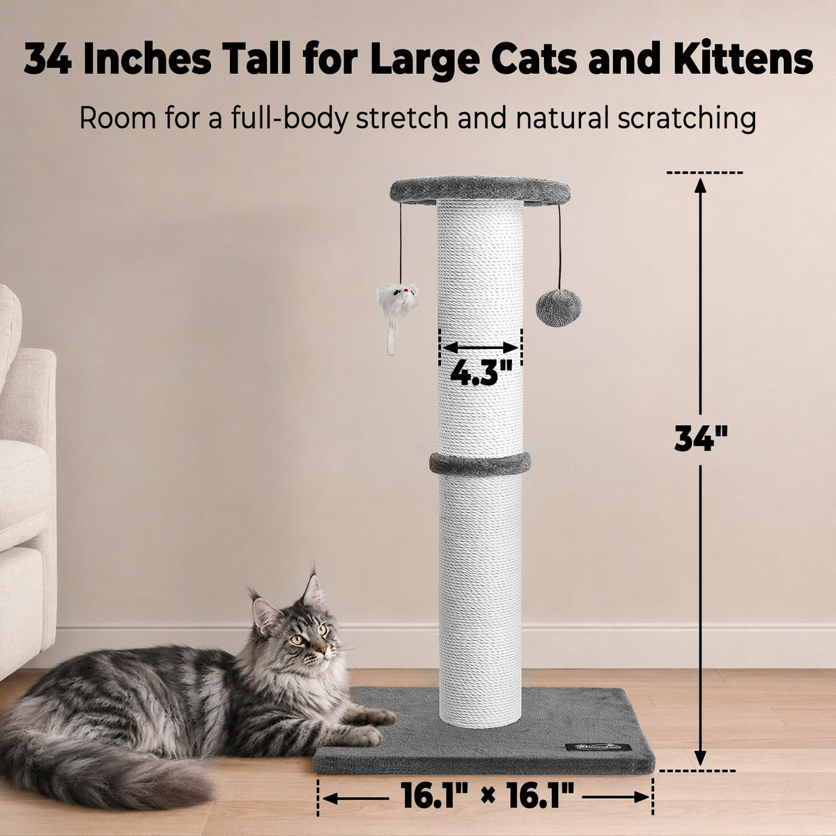 34-Inch Tall Cat Scratching Post Y4866