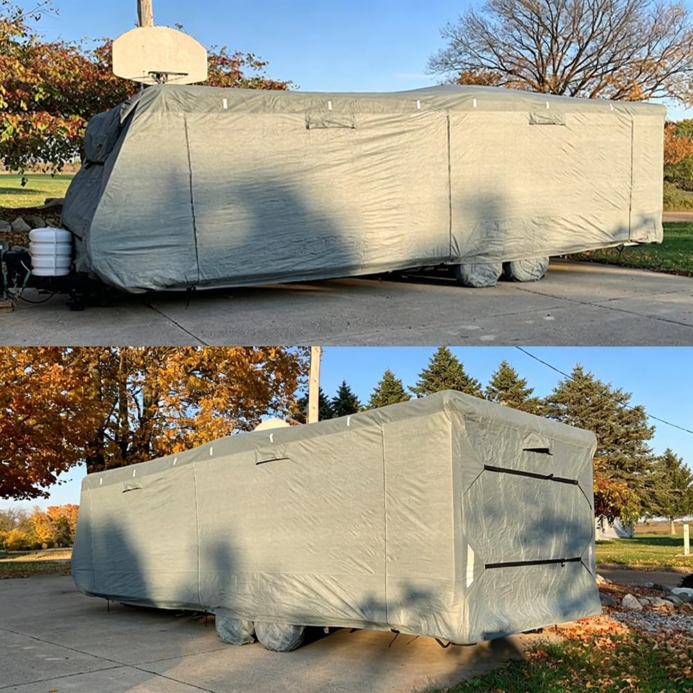 420D Waterproof Travel Trailer Cover with Adjustable Straps I7694
