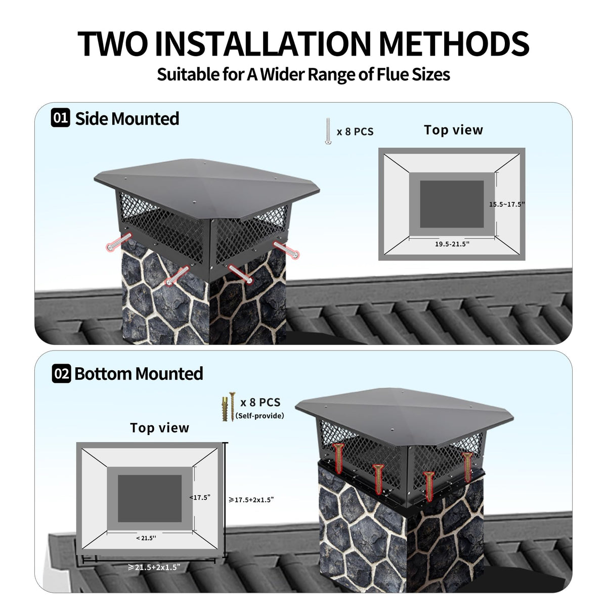 Black Galvanized Steel Chimney Cap M29160