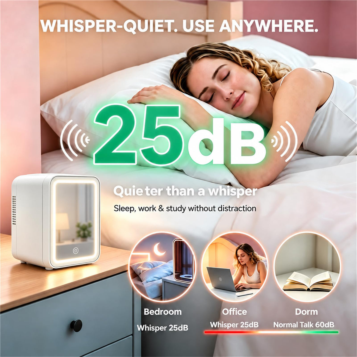 4 Liter Mini Skincare Fridge with Dimmable LED Mirror N63384