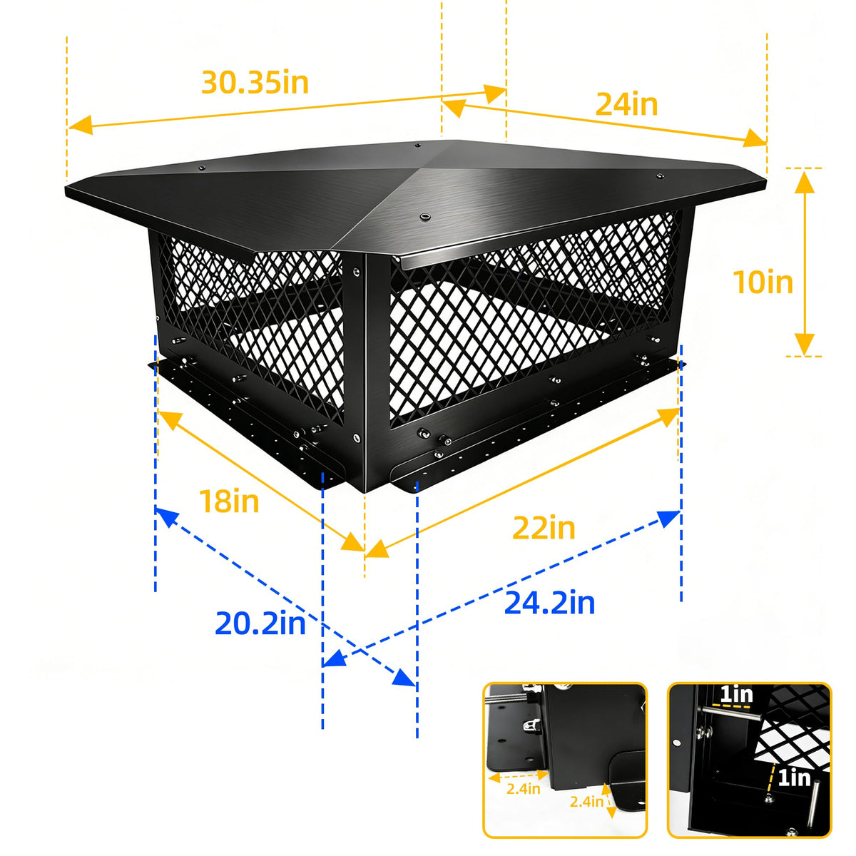 Black Galvanized Steel Chimney Cap M29160
