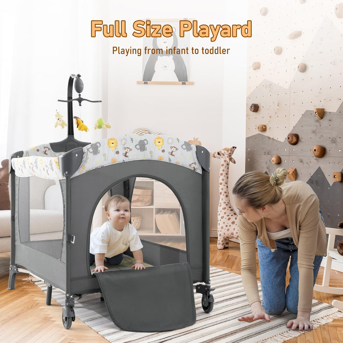 5-in-1 Convertible Baby Crib Bassinet Playpen A806026