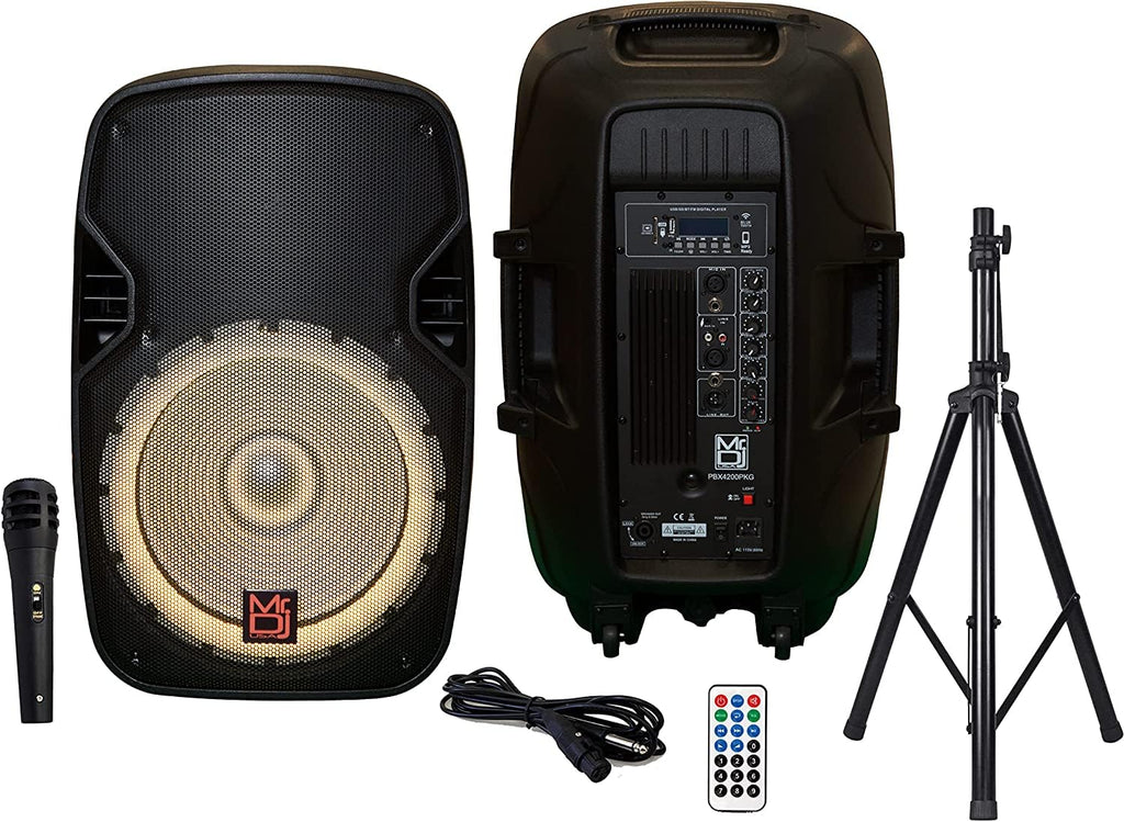 15" 2-Way Powered Bluetooth Karaoke Speaker with Speaker Stand R2505