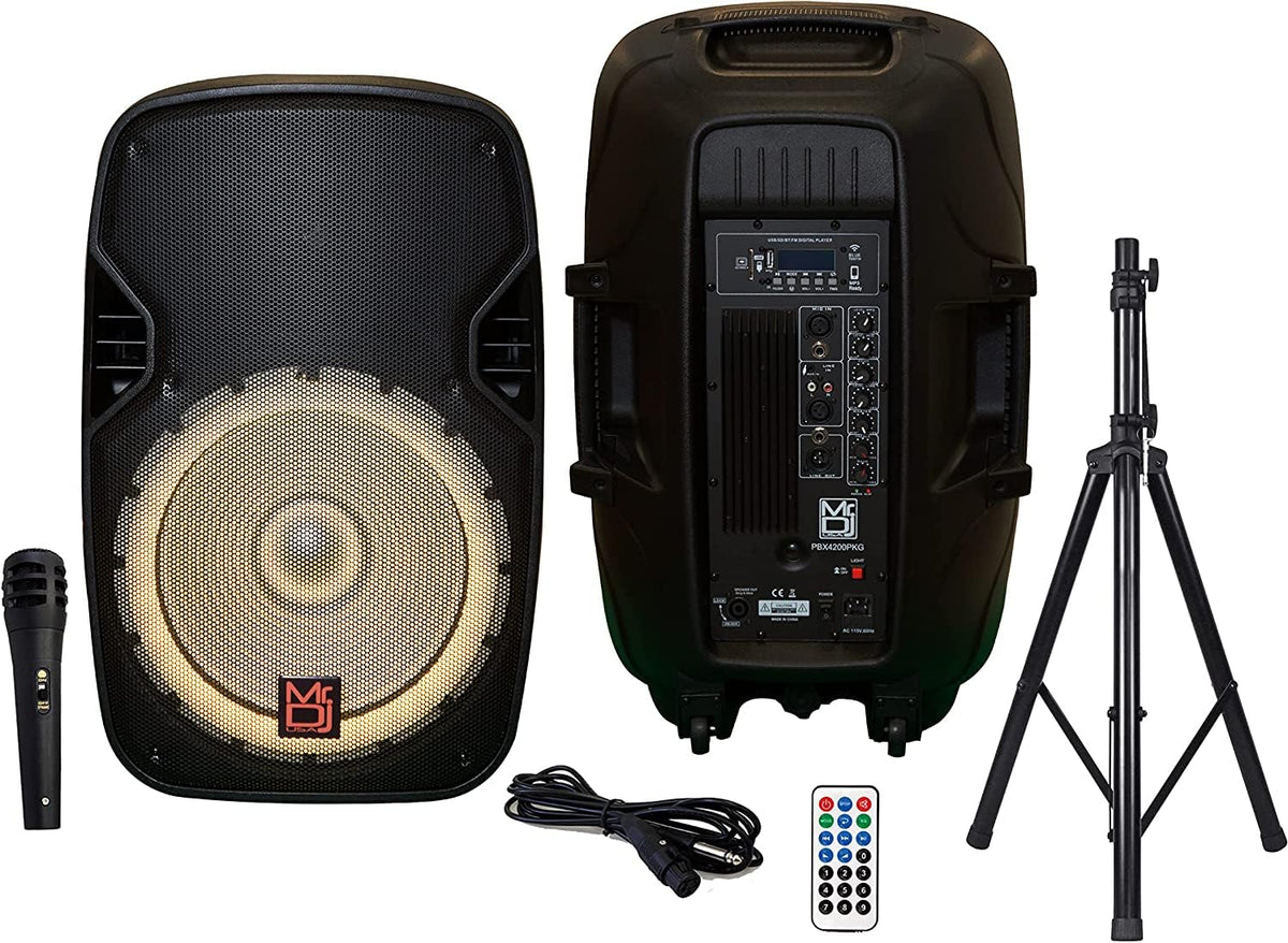 15" 2-Way Powered Bluetooth Karaoke Speaker with Speaker Stand R2505