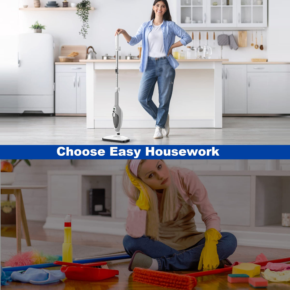 10-in-1 Handheld Steam Mop with 11 Accessories B7758