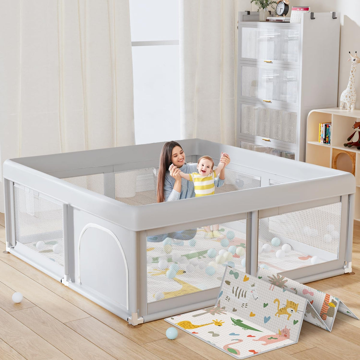 Baby Playpen with Mat, 50x50 Inch W6719