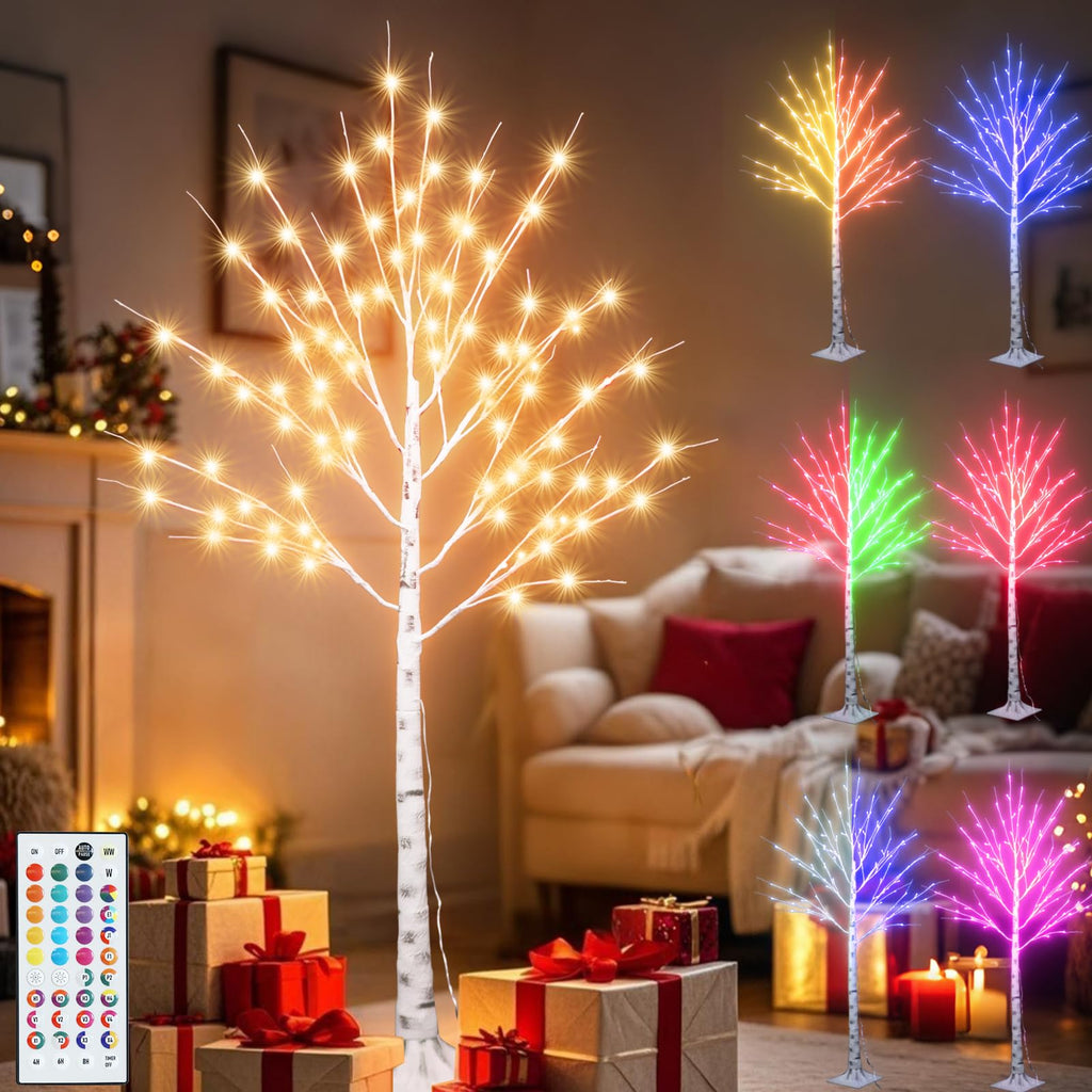 5 ft RGB Lighted Birch Tree T3083