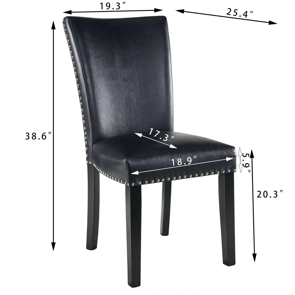 Black PU Leather Upholstered Dining Chairs Set of 2 V85684