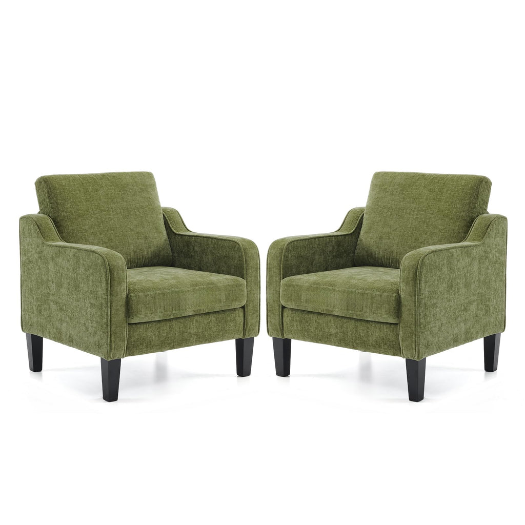 Olive Green Chenille Accent Chairs Set of 2 X384240