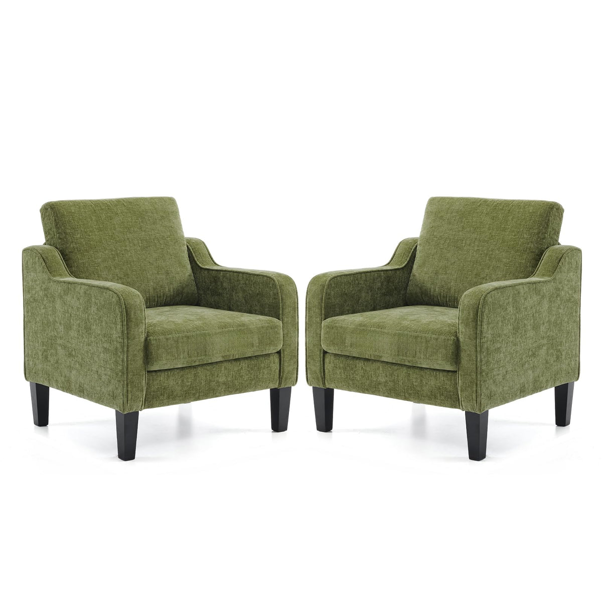 Olive Green Chenille Accent Chairs Set of 2 X384240