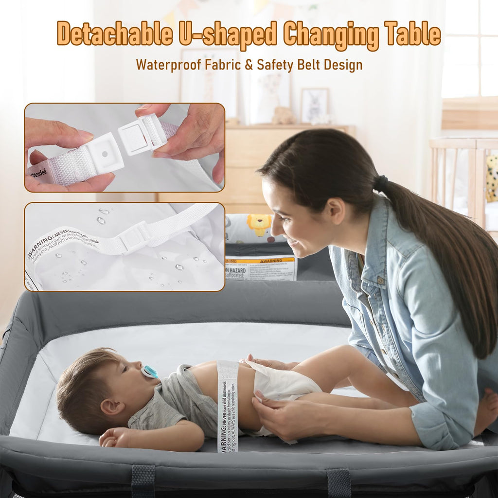 5-in-1 Convertible Baby Crib Bassinet Playpen A806026
