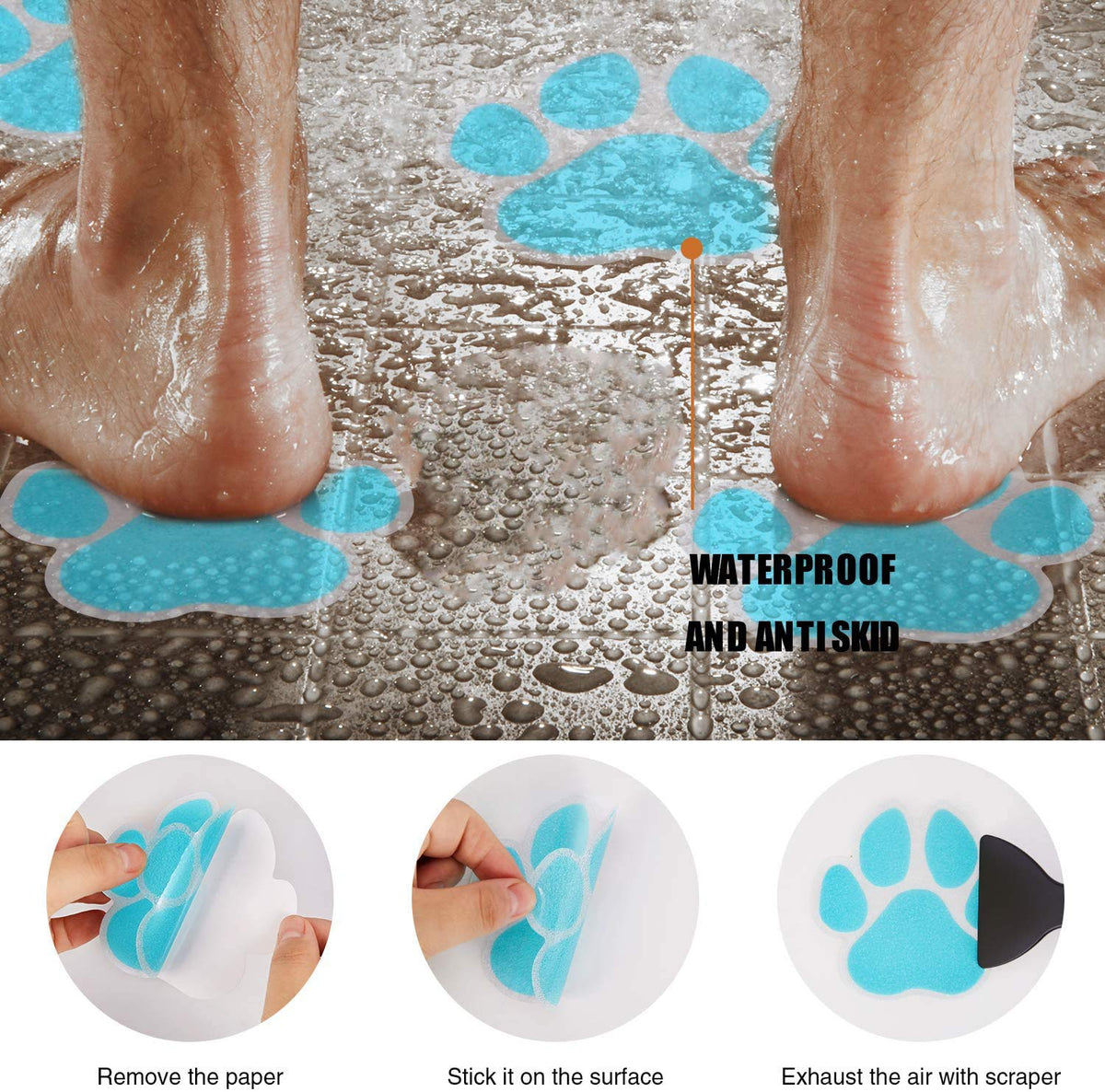 12 Pcs Non-Slip Bathtub Stickers Blue P49231
