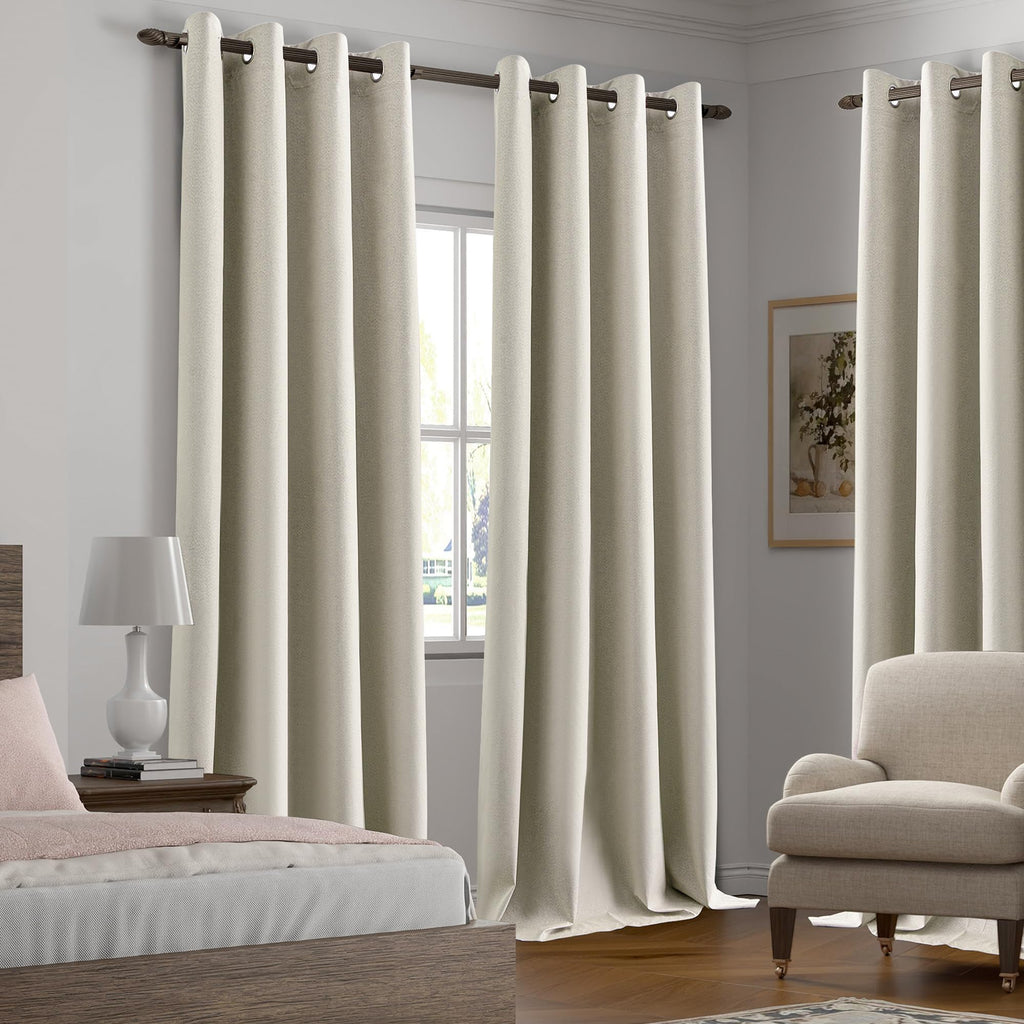 Blackout Linen Curtains 92 Inch 2 Panels H5051