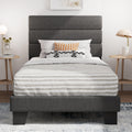 Twin Platform Bed Frame with Upholstered Fabric Headboard S713602