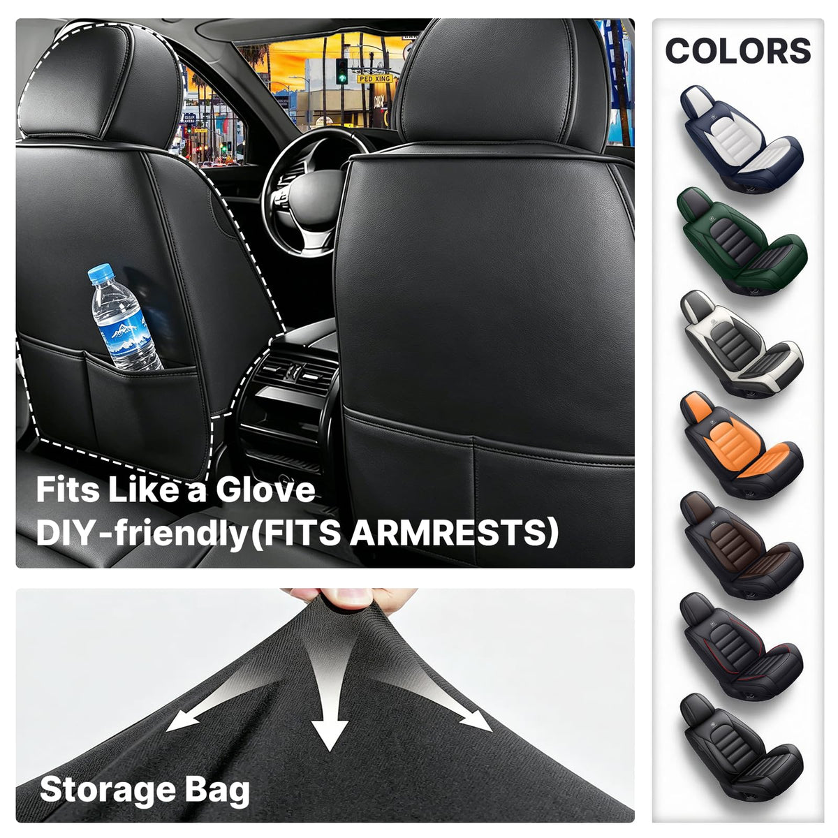 Waterproof Leather Car Seat Covers Set of 5 N6322