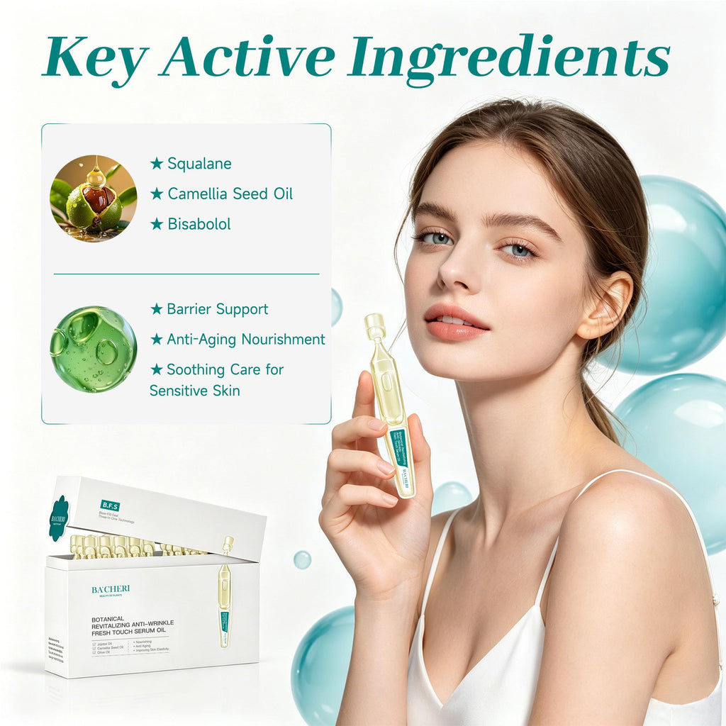 Anti-Aging Face Oil Serum Ampoules with Squalane, Camellia, Jojoba & Meadowfoam Seed Oil, 1ml x 30 S5908