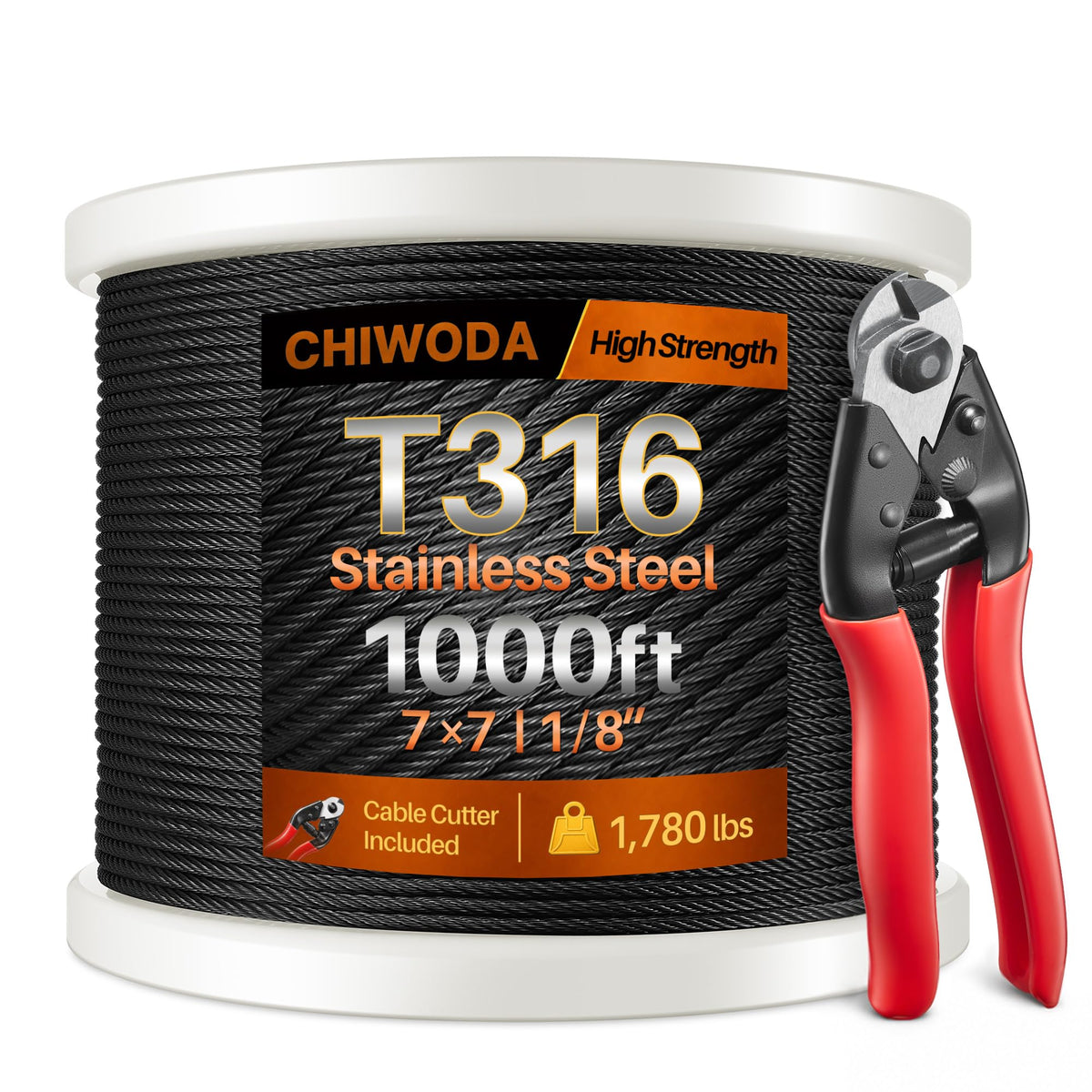 Black Stainless Steel Cable 1000FT G591