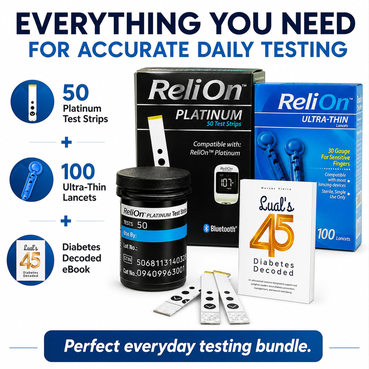 Test Strips 50 count + Lancets for Glucose Monitor Kit P876