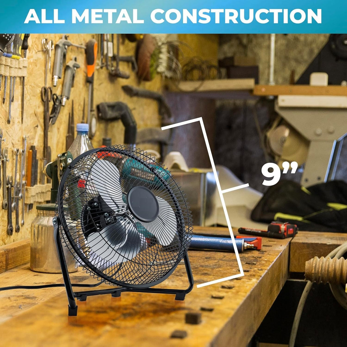 9" 3 Speed Electric Metal Floor Fan with Carry Handle H301866
