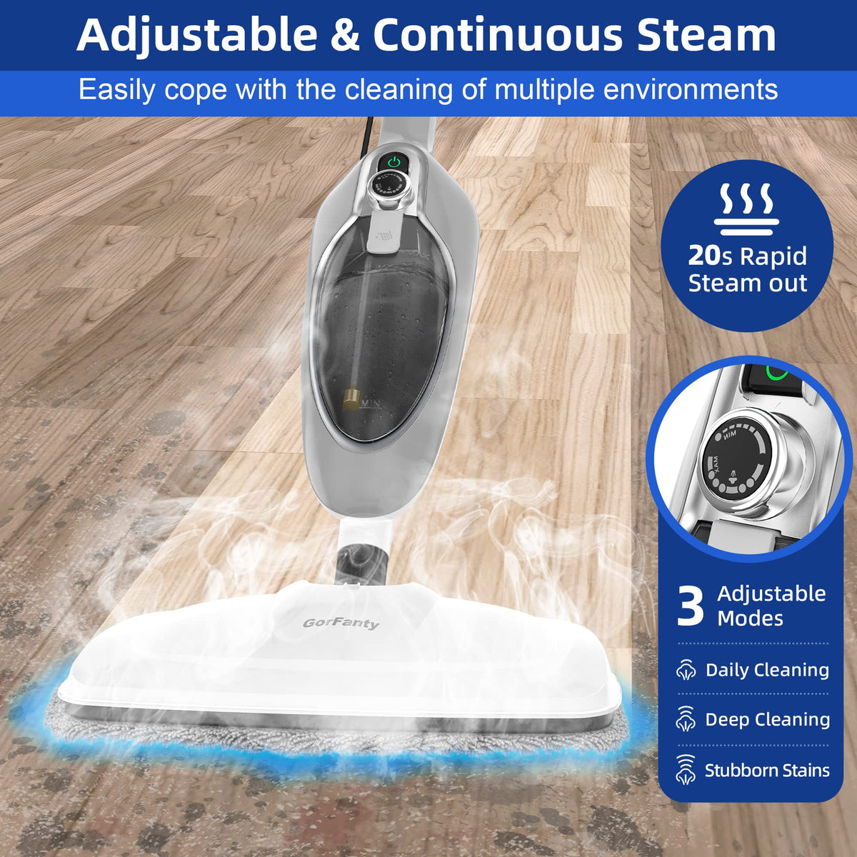 10-in-1 Handheld Steam Mop with 11 Accessories B7758