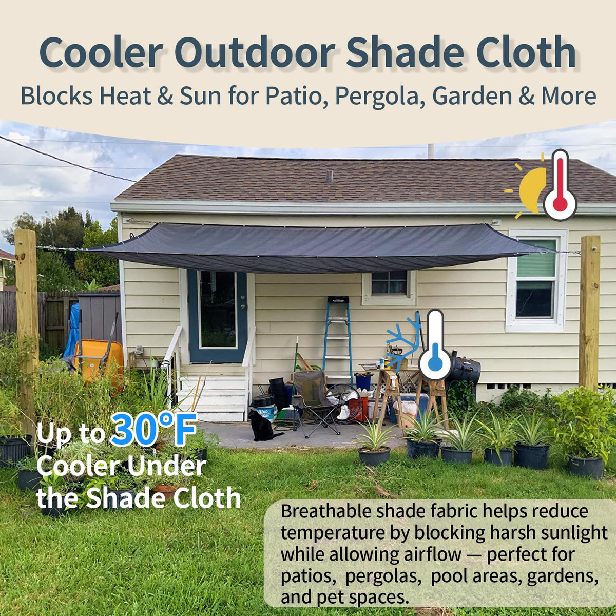 8x20 FT Sun Shade Cloth with D-Rings S67950