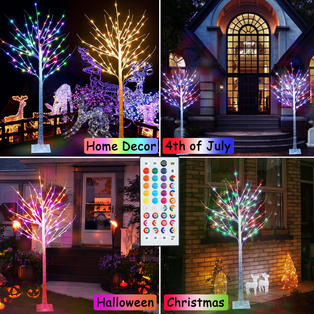 5 ft RGB Lighted Birch Tree T3083