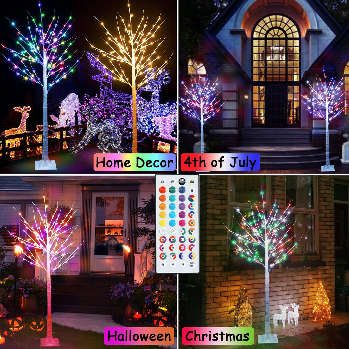 5 ft RGB Lighted Birch Tree T3083