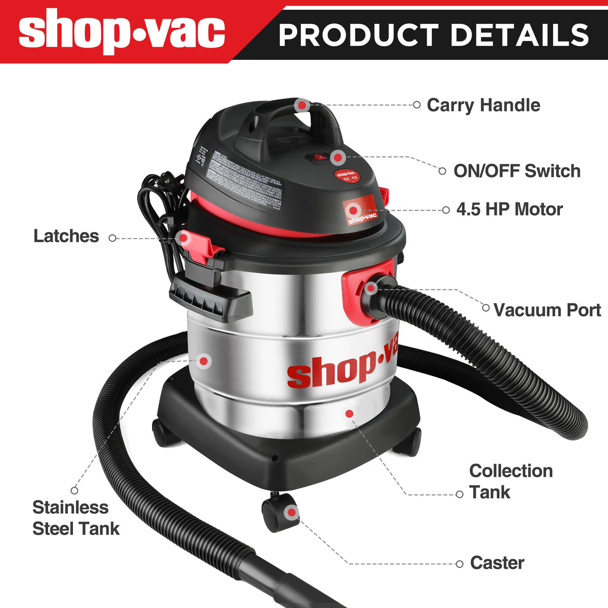 5 Gallon Stainless Wet/Dry Vac Blower I523716