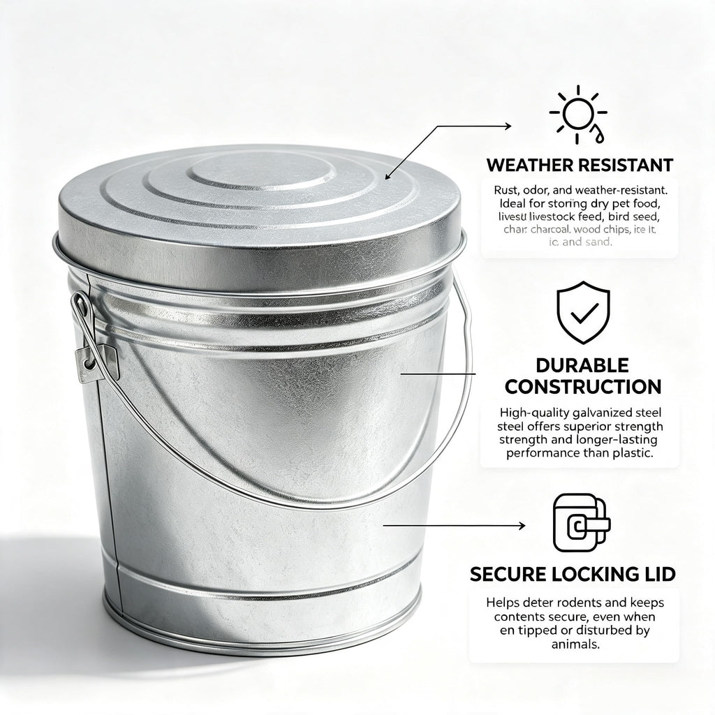 6 Gallon Galvanized Metal Trash Can with Locking Lid Z223758