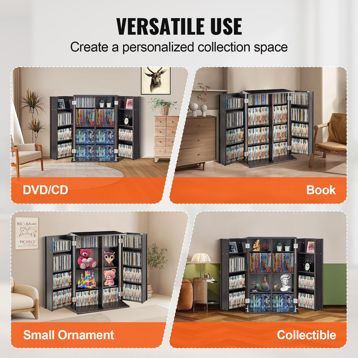 Espresso Media Storage Cabinet with Doors and Shelves B602644