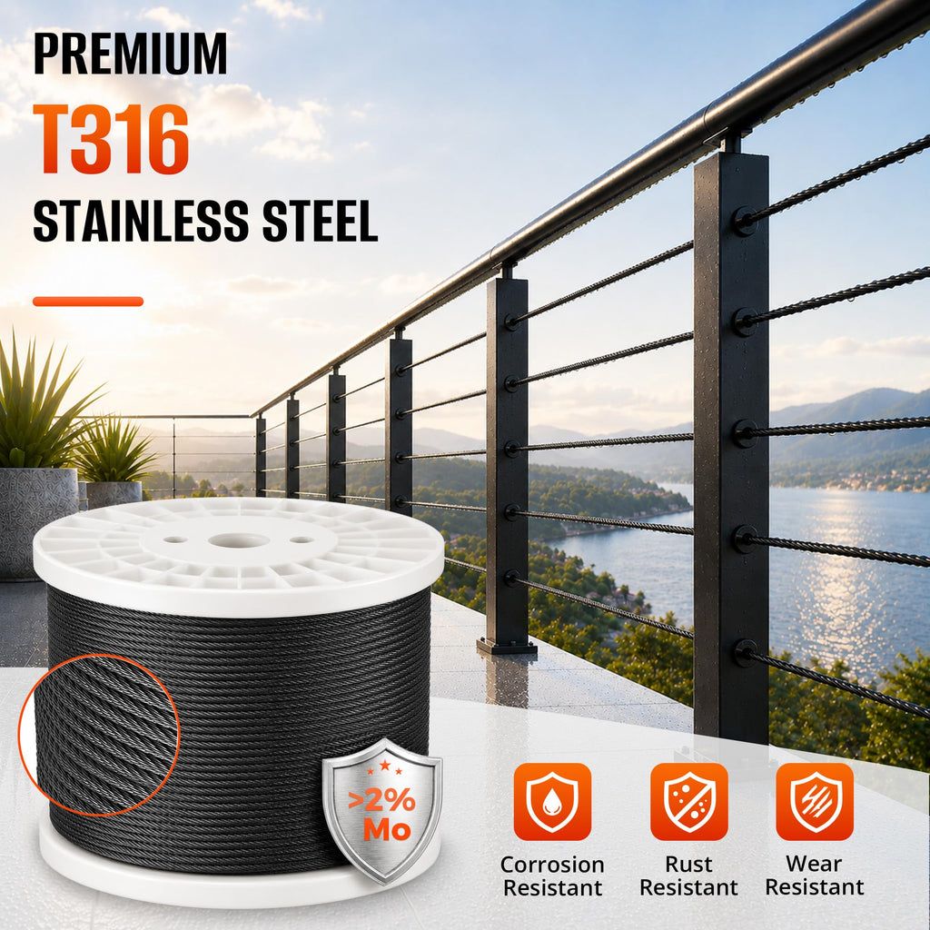 Black Stainless Steel Cable 1000FT G591