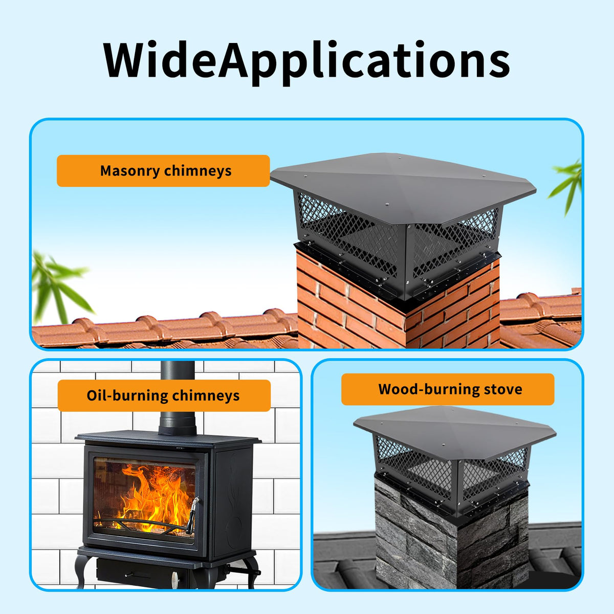Black Galvanized Steel Chimney Cap M29160