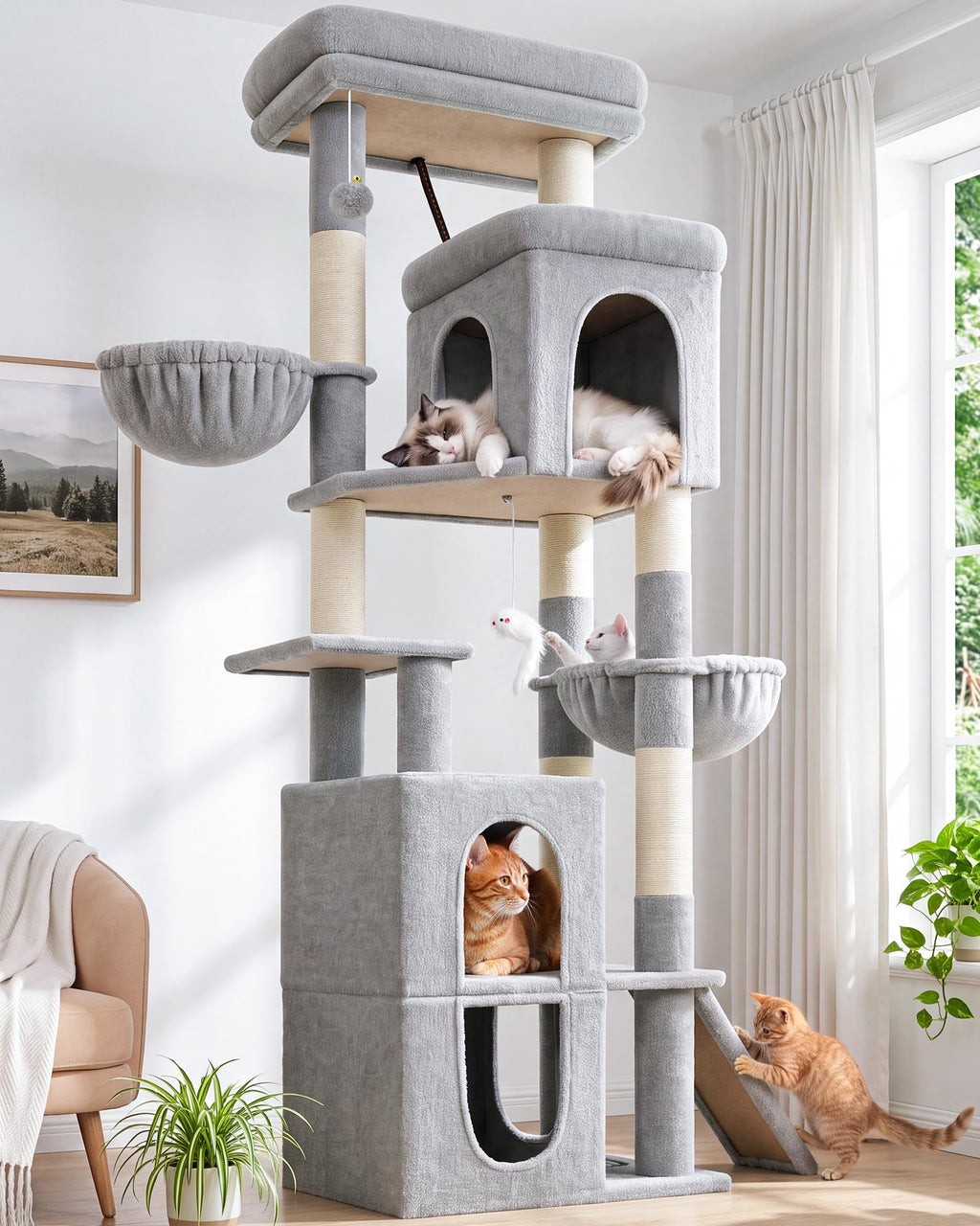 70 inch Light Grey Cat Tree Condos B663764