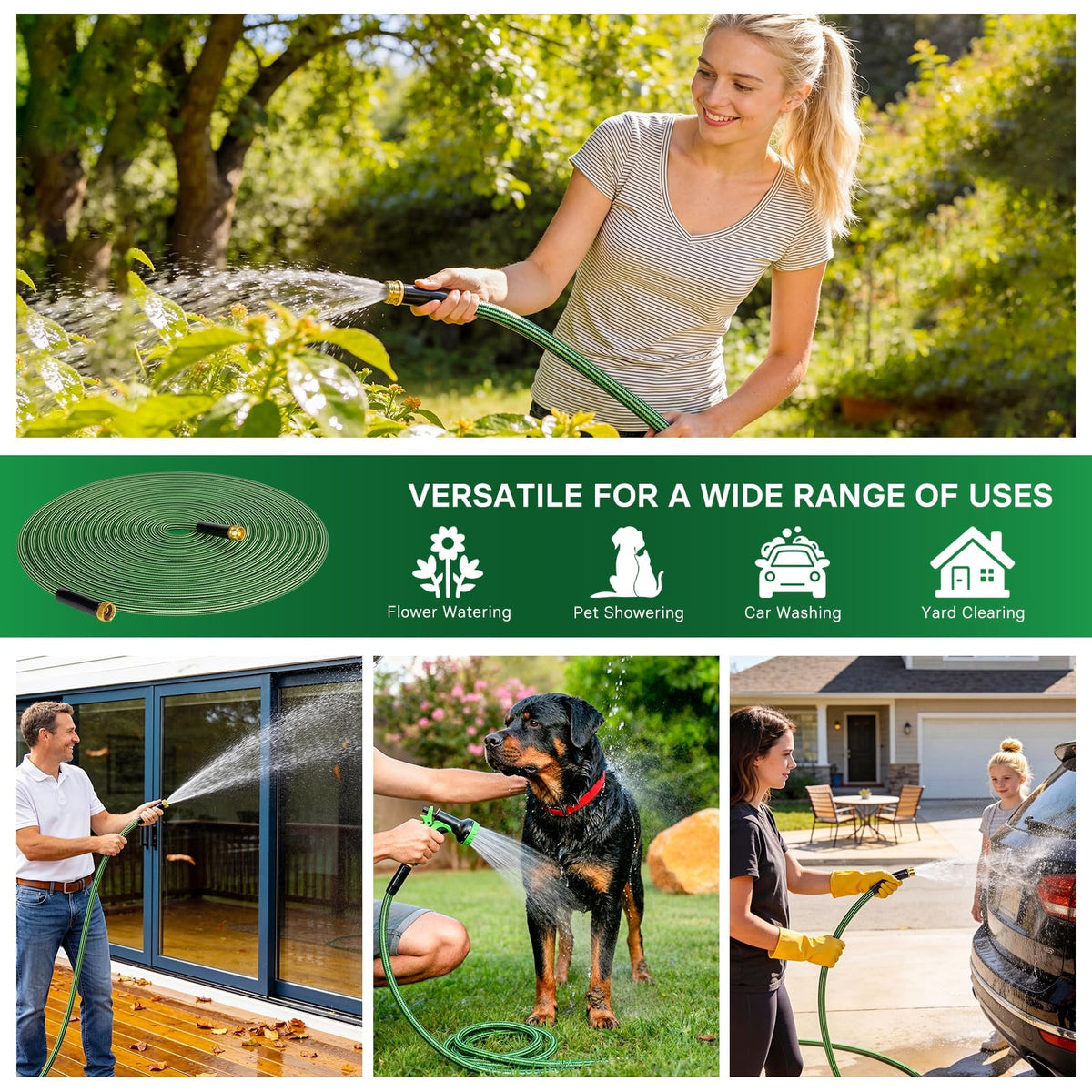 100 ft Flexible Non-Expandable Kink-Free Lightweight Garden Hose S79861