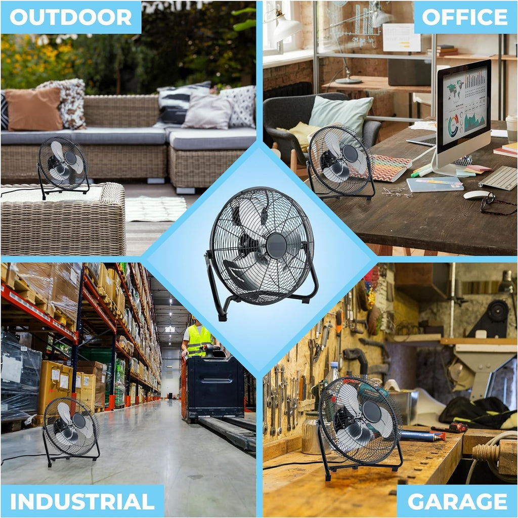 9" 3 Speed Electric Metal Floor Fan with Carry Handle H301866