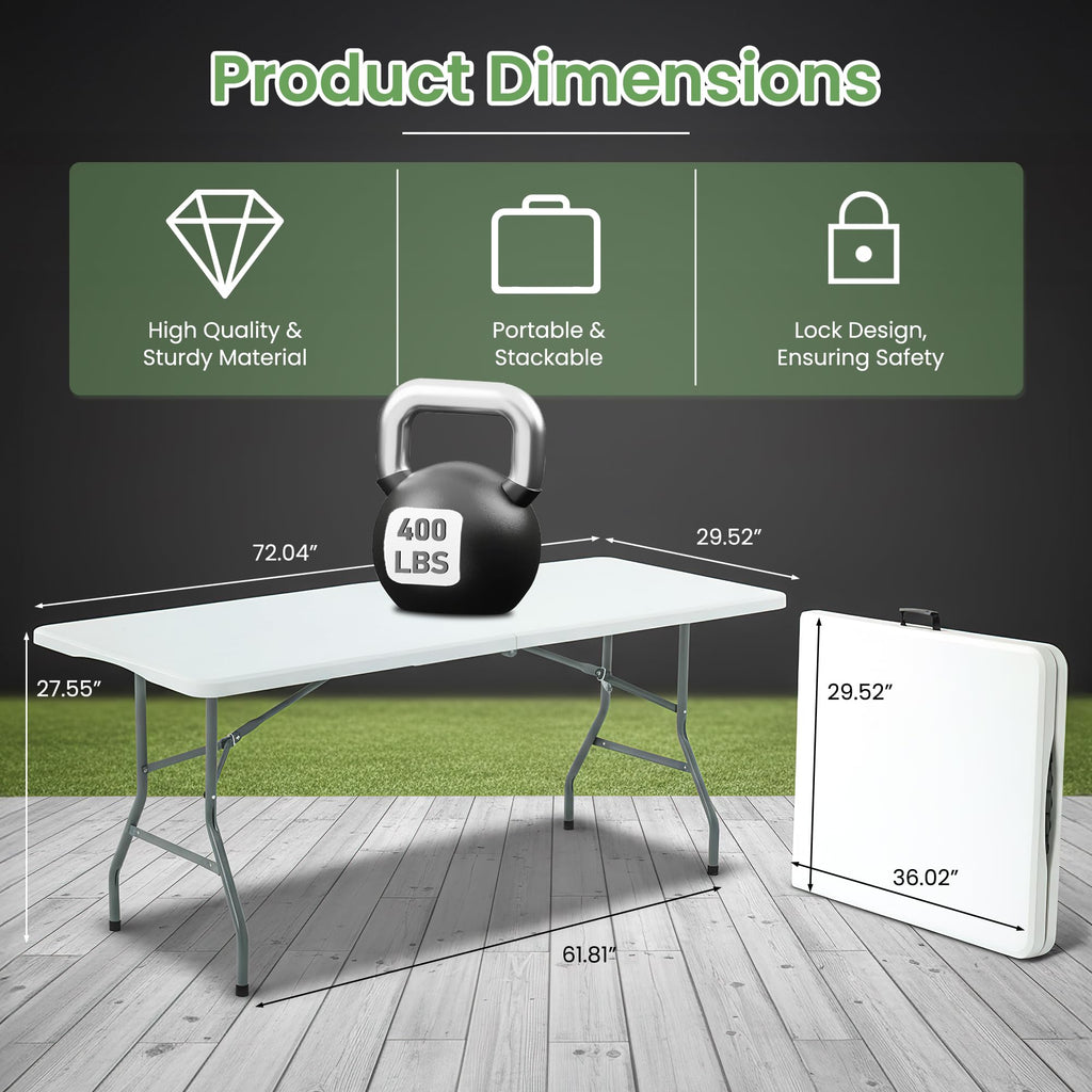 White Plastic Folding Table with Carry Handle H236945