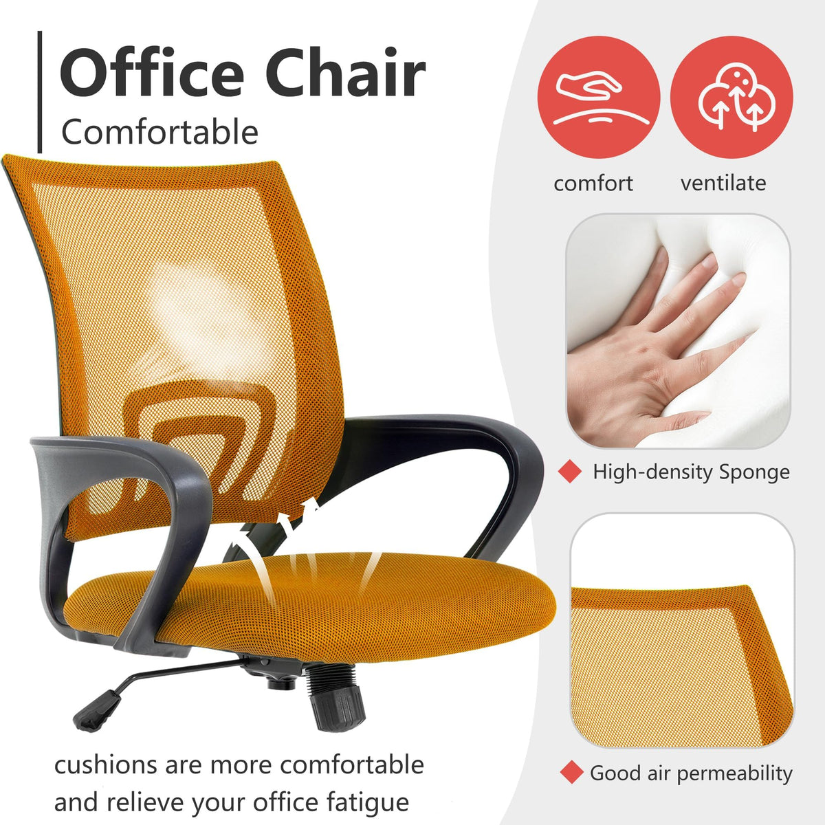 Orange Mesh Ergonomic Office Chair S3679