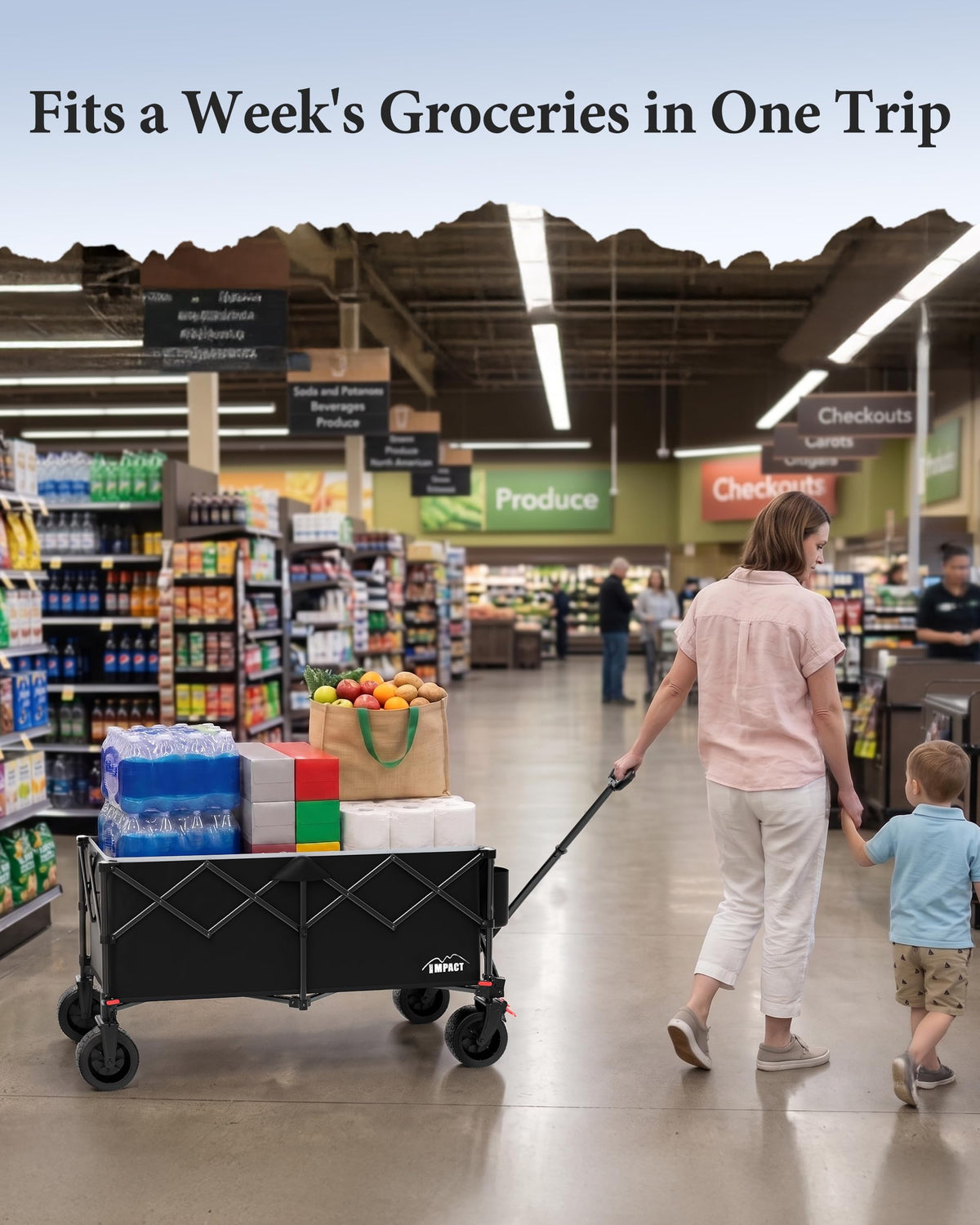 46" Collapsible Wagon Cart 300L Capacity Q3298