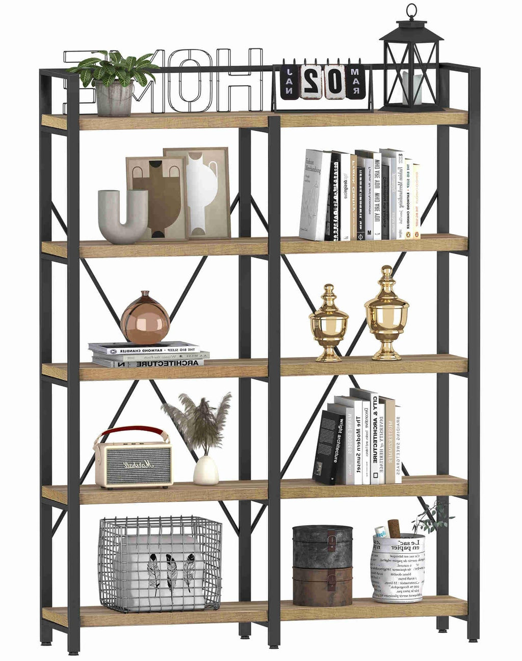 5 Tier Wood and Metal Bookshelf C52156