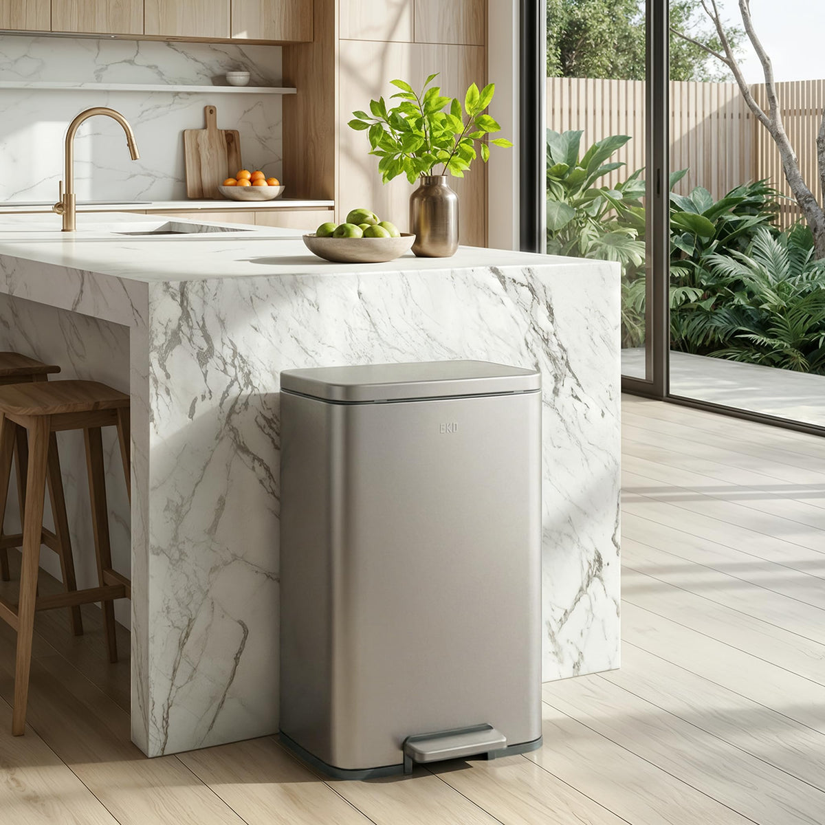 Matte Stainless 50 Liter Step Trash Can F10008