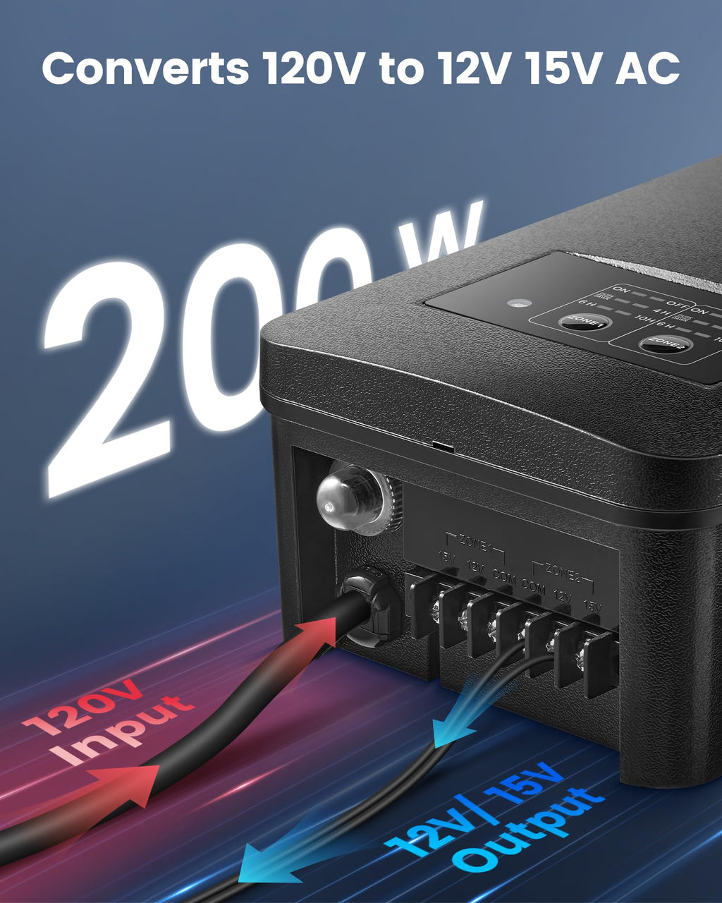 200W Low Voltage Landscape Transformer Z77123