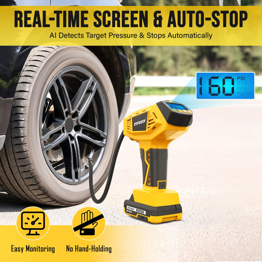 Cordless Tire Inflator Portable Air Compressor 160PSI T687646