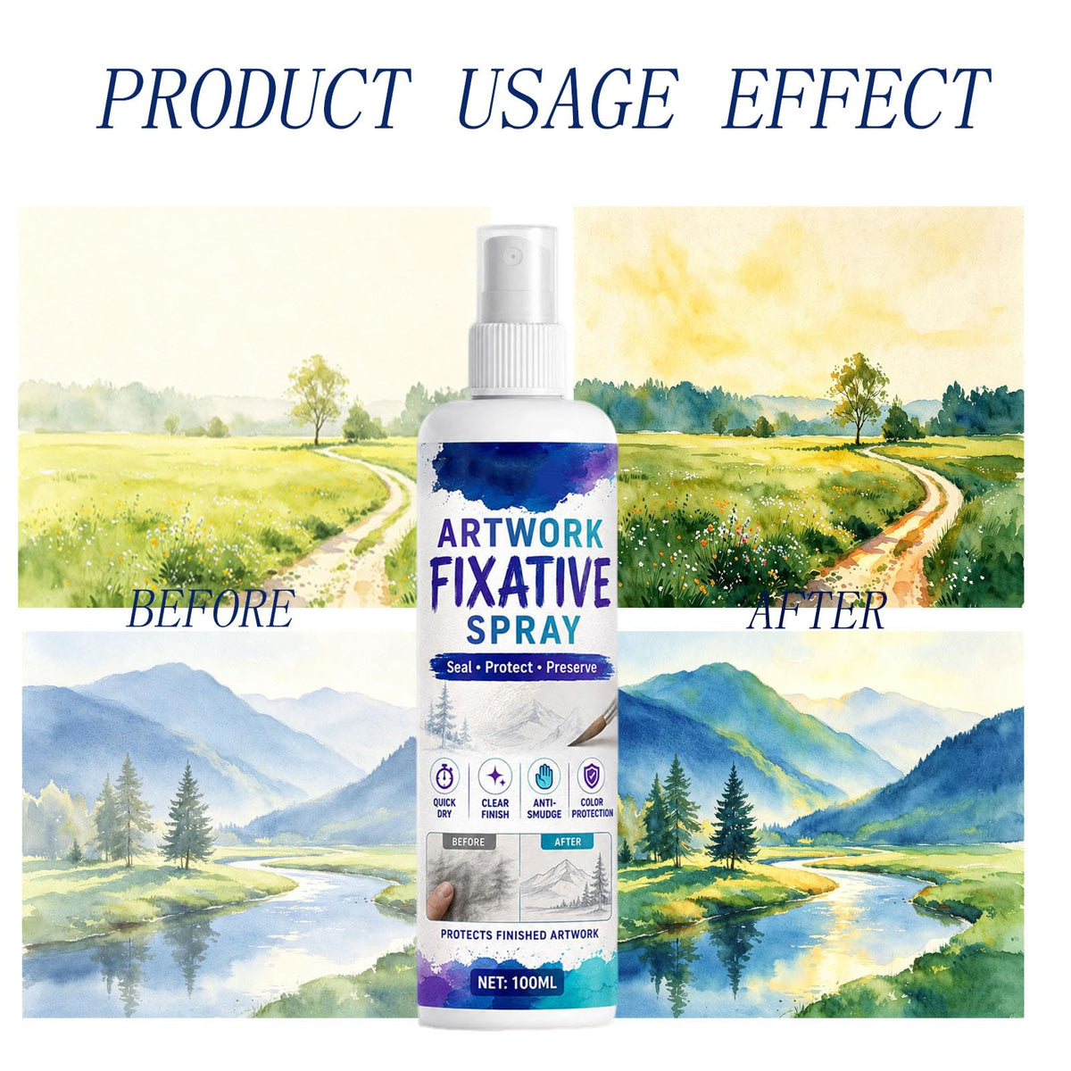 Quick-Dry Smudge-Proof Clear Matte Fixative Spray (7PCS) Y76683
