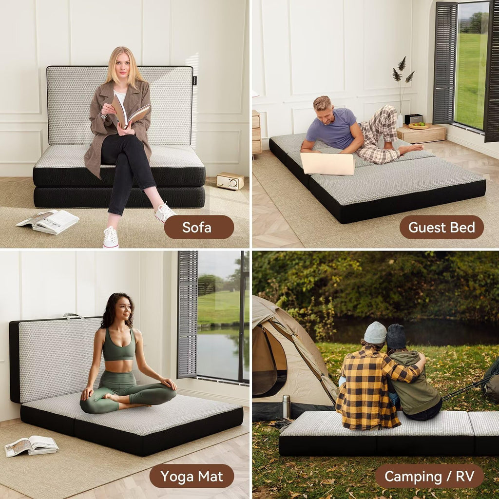 Memory Foam Trifold Mattress Full Size 6 Inch Grey R68942