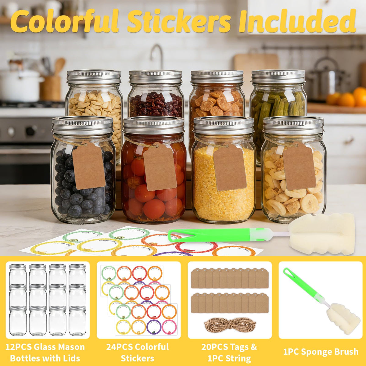 12 oz Regular Mouth Mason Jars 20 Pack P988593