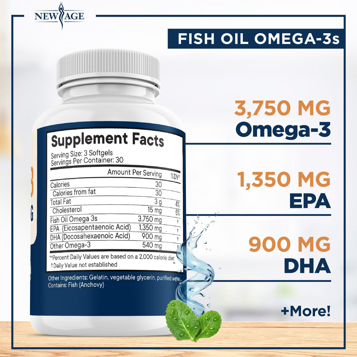 Triple Strength Omega 3 Fish Oil 3750 mg EPA & DHA 180 Count M234