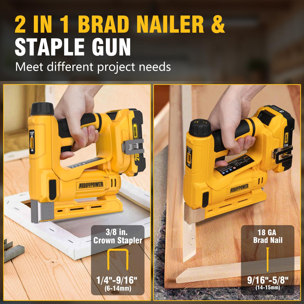3/8'' Crown 18 Gauge 2 in 1 Cordless Brad Nailer/Electric Stapler with Battery & Charger M4728